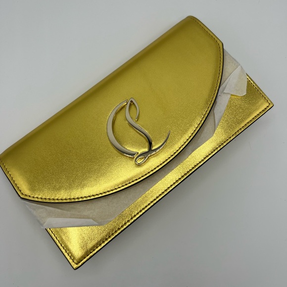 COPY - Brand New Louboutin Gold Clutch On Chain Loubi54 leather handbag - Picture 5 of 14